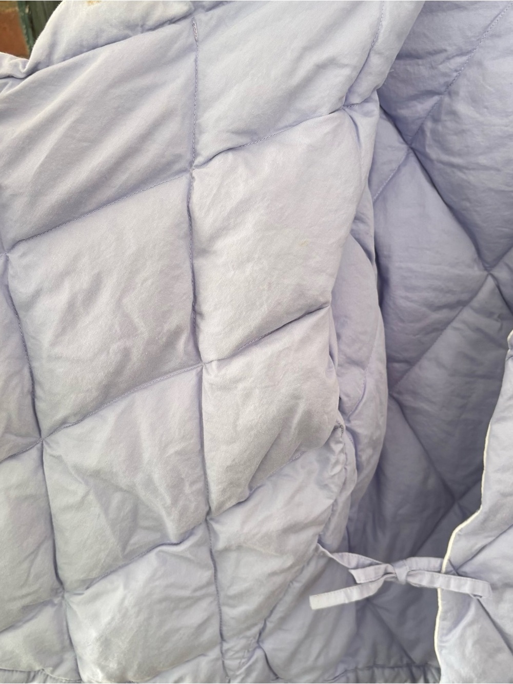 Lavender Quilted Goose Down Wrap Puffer Jacket - Picture 11 of 12